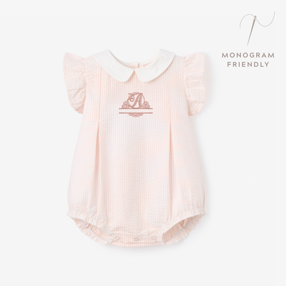 Pink Seersucker Collared Bubble