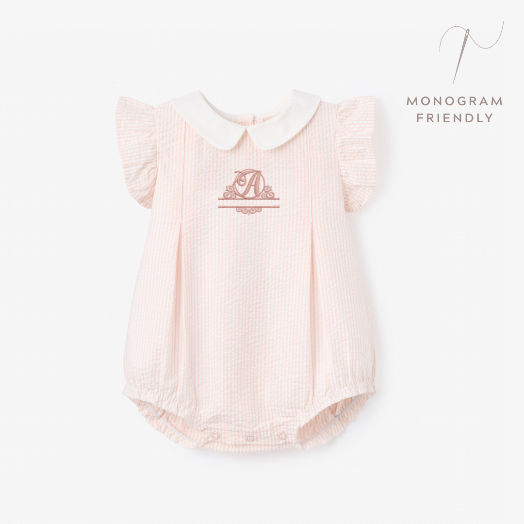 Pink Seersucker Collared Bubble