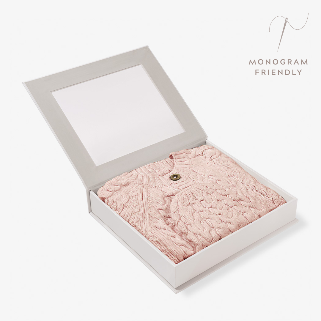 Pale Pink Horseshoe Cable Knit Cardigan & Hat Baby Boxed Gift Set