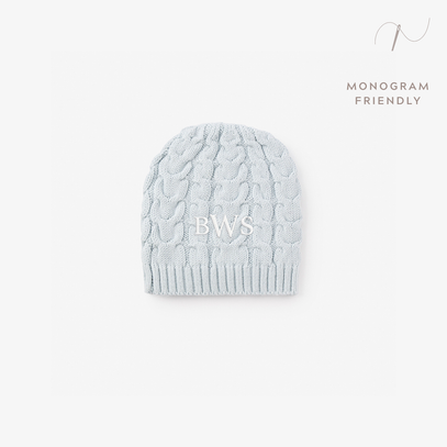 Pale Blue Horseshoe Cable Knit Baby Hat