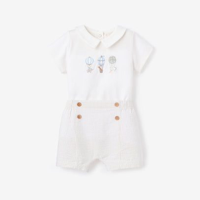Up & Away Embroidered Bodysuit & Seersucker Short Set