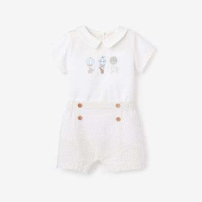 Up & Away Embroidered Bodysuit & Seersucker Short Set