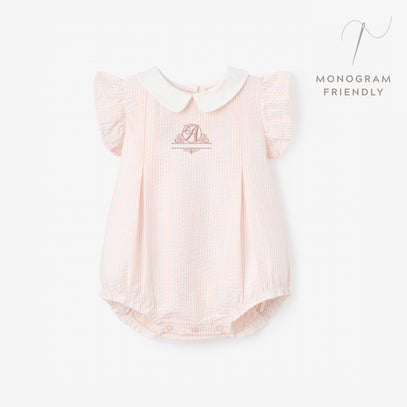 Pink Seersucker Collared Bubble