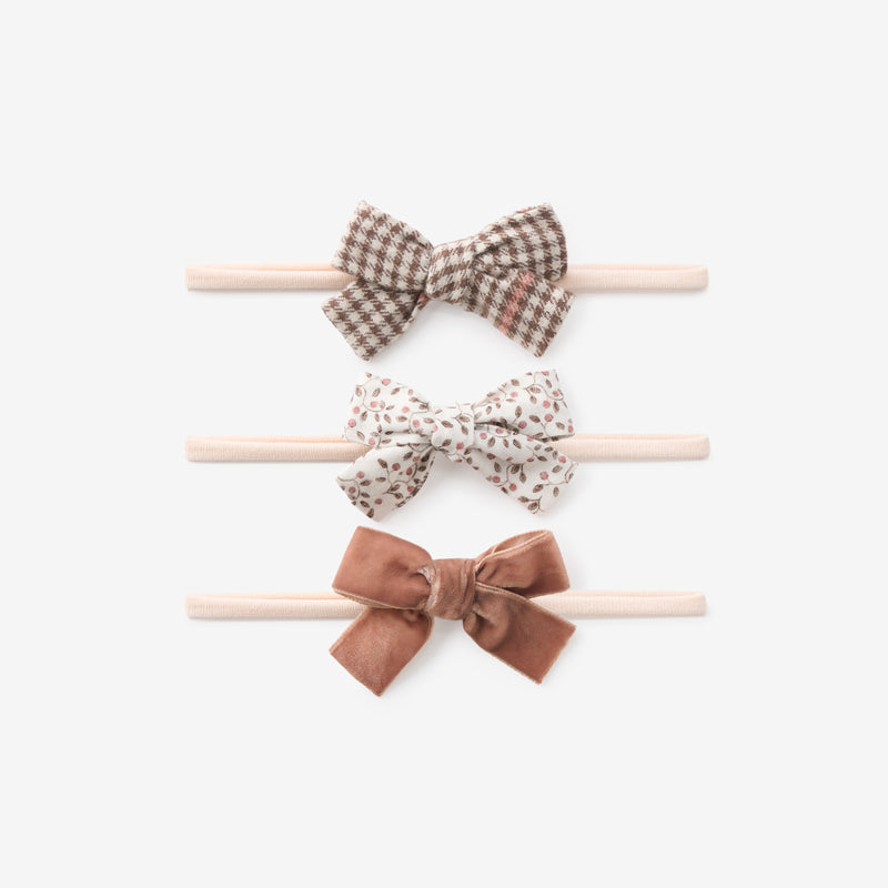 Plaid, Berry, & Velvet Bow Headband Set 3 pk