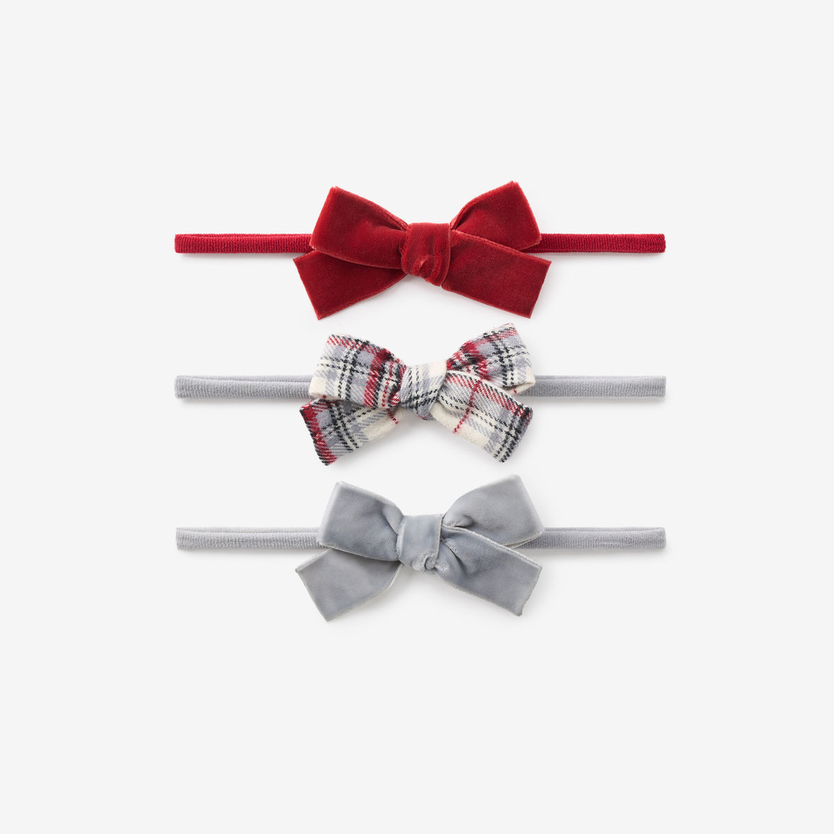 zoomed in Langley Tartan + Velvet Headband Set 3 pk view 1