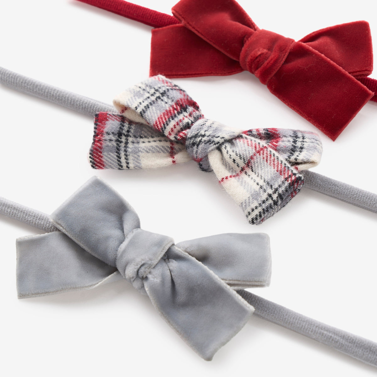 zoomed in Langley Tartan + Velvet Headband Set 3 pk view 3