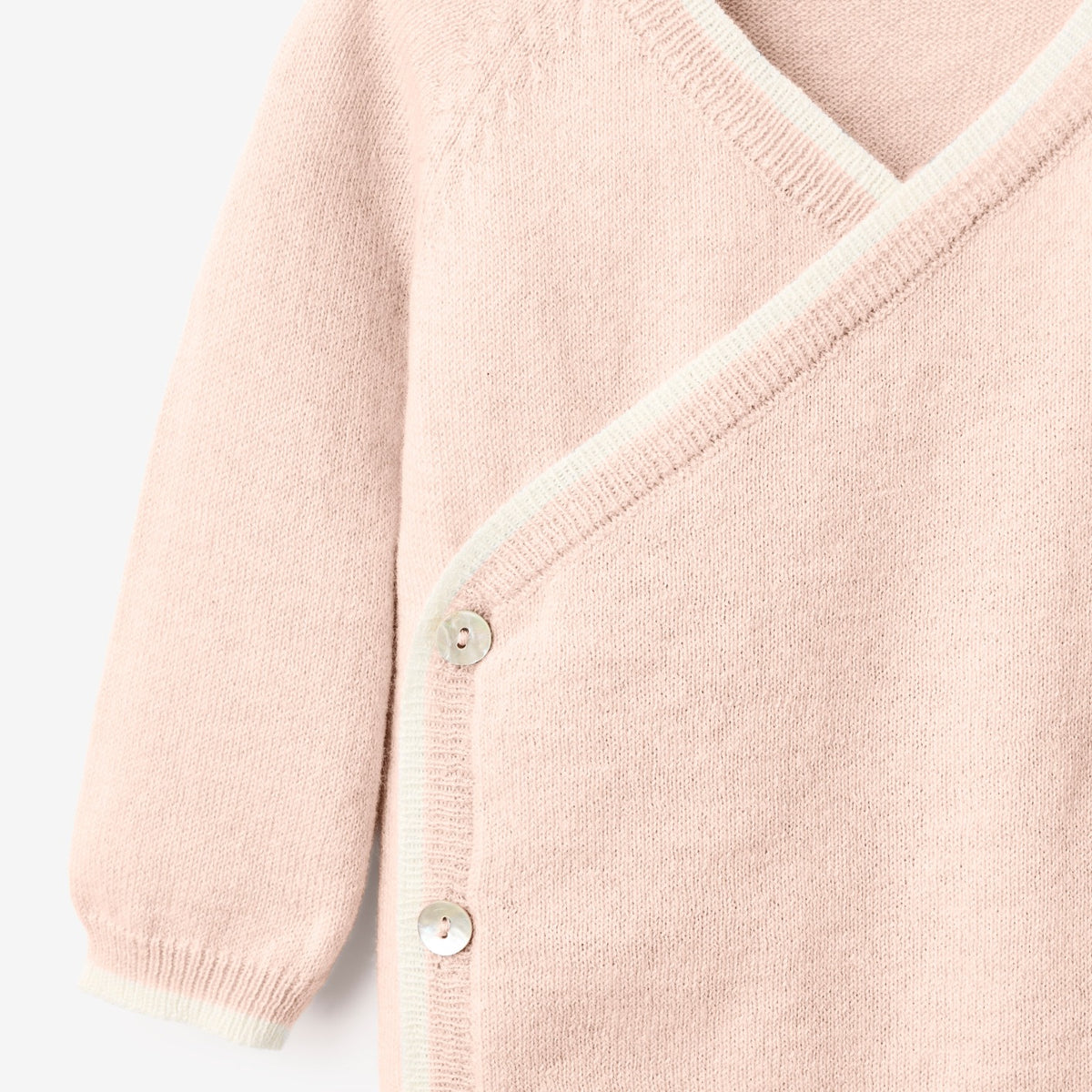 zoomed in Pink Cashmere-Cotton Baby Layette Set view 2