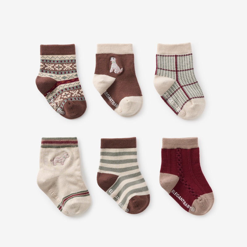 Hounds & Heritage Non Slip Baby Socks 6 pk