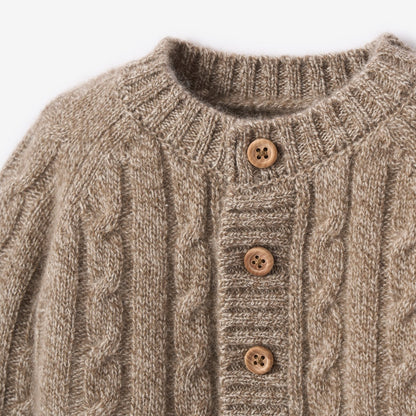 Marled Brown 100% Cashmere Knit Baby Cardigan