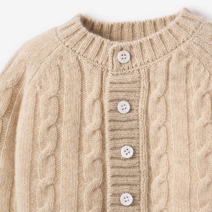 Camel 100% Cashmere Knit Baby Cardigan