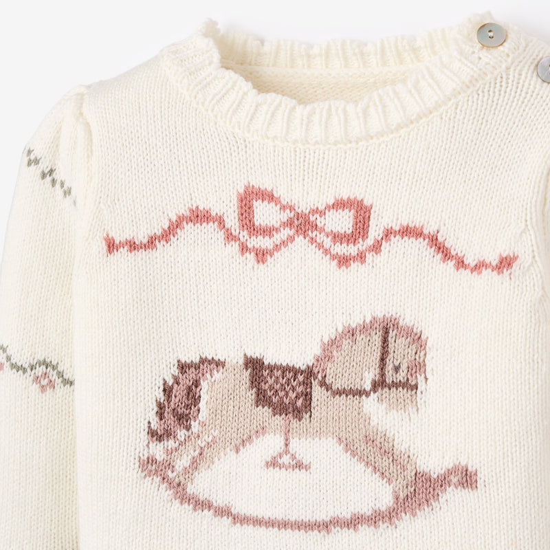 Rocking Horse Sweater & Plaid Skort