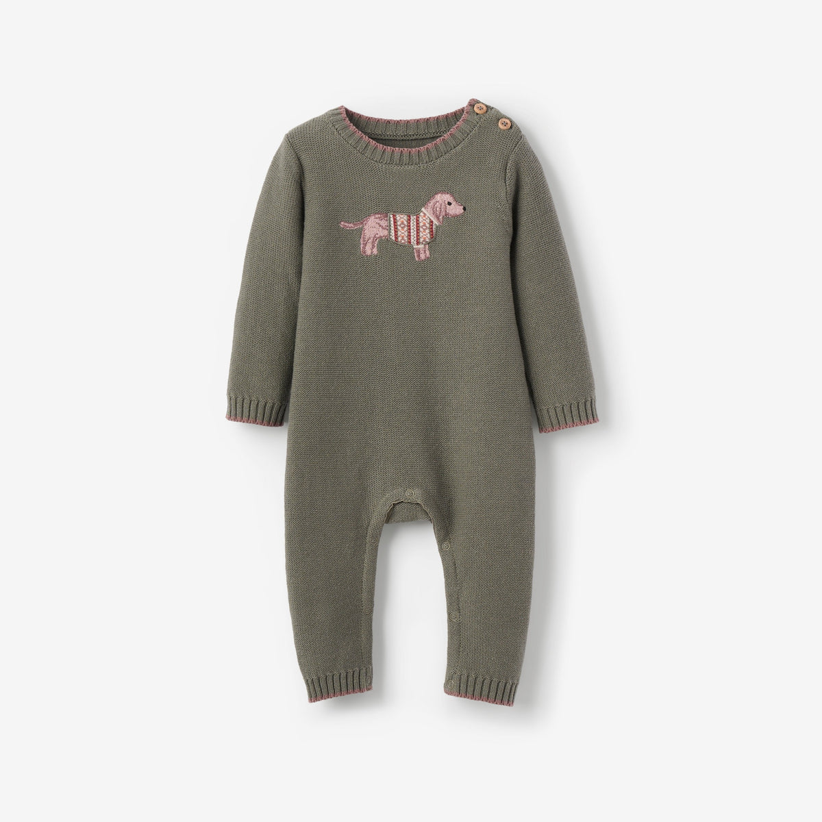 Dog Knit Baby Jumpsuit view 1