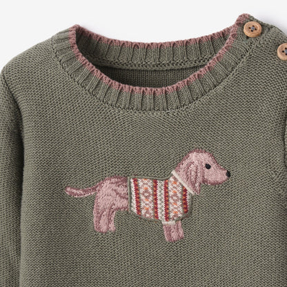 Dog Knit Baby Jumpsuit
