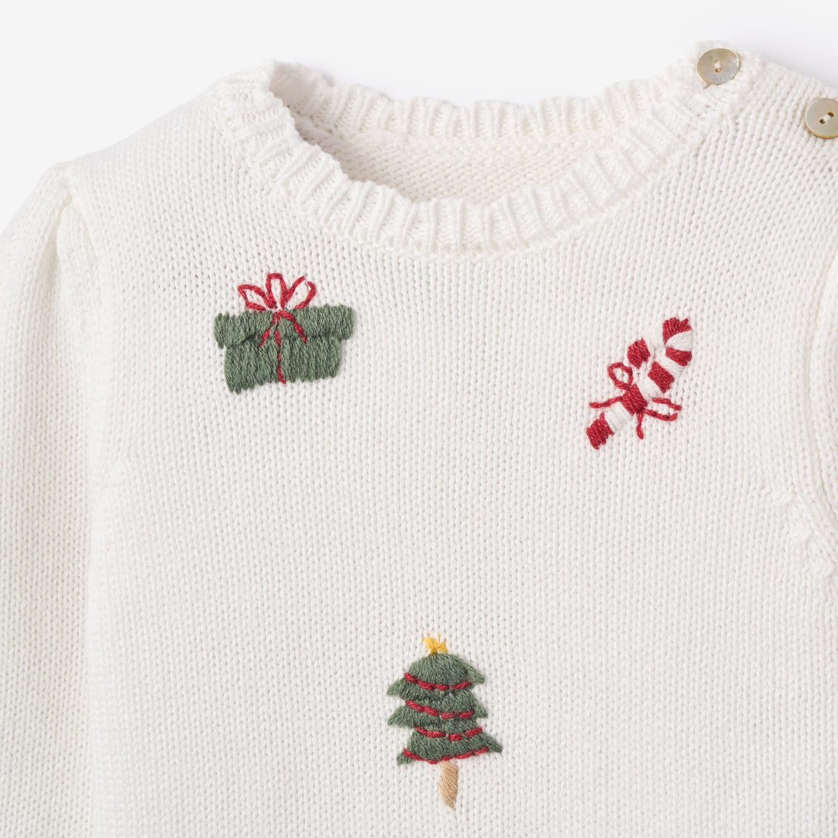 zoomed in Christmas Sweater + Langley Tartan Skirt Set view 3