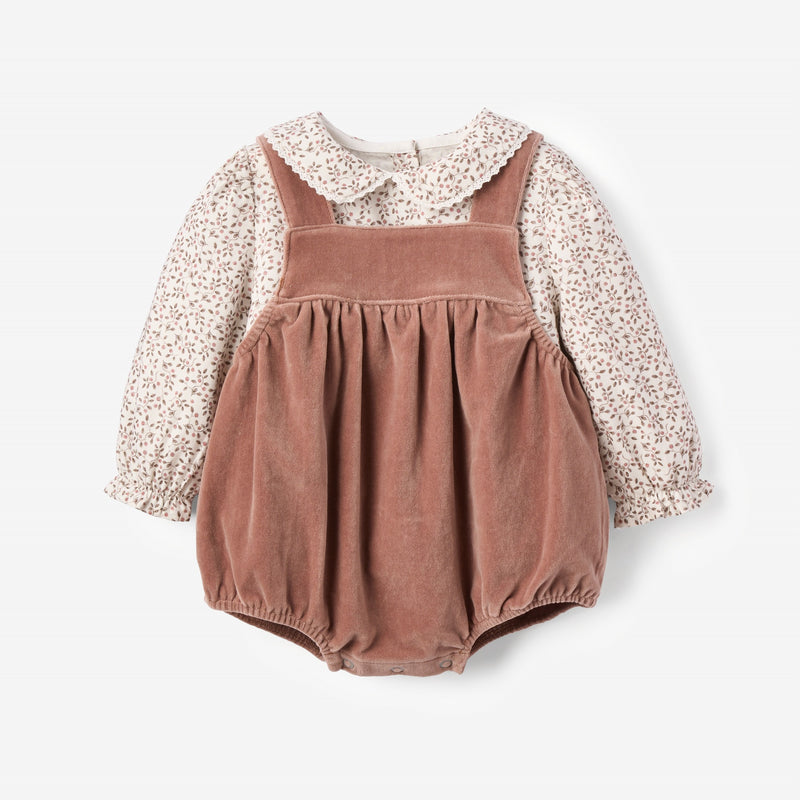 Berry Vines Top + Velveteen Overall Bubble