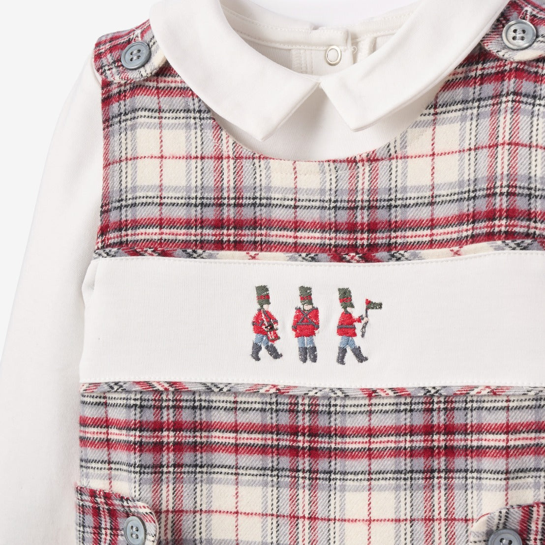 zoomed in Toy Soldier Embroidered Langley Tartan Jon Jon + Shirt Set view 3