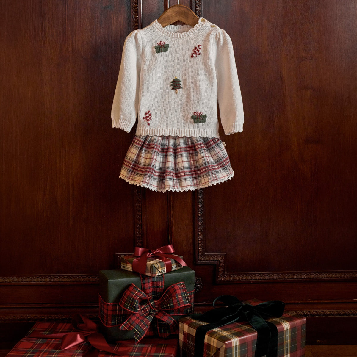 Christmas Sweater + Langley Tartan Skirt Set view 2
