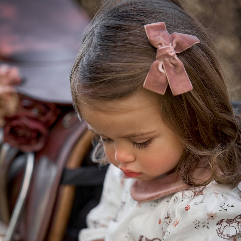 Mocha Velvet Bow Clip Set