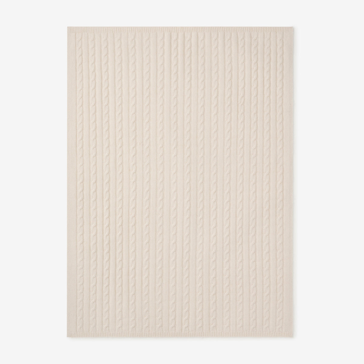 zoomed in Cream 100% Cashmere Cable Baby Blanket view 4