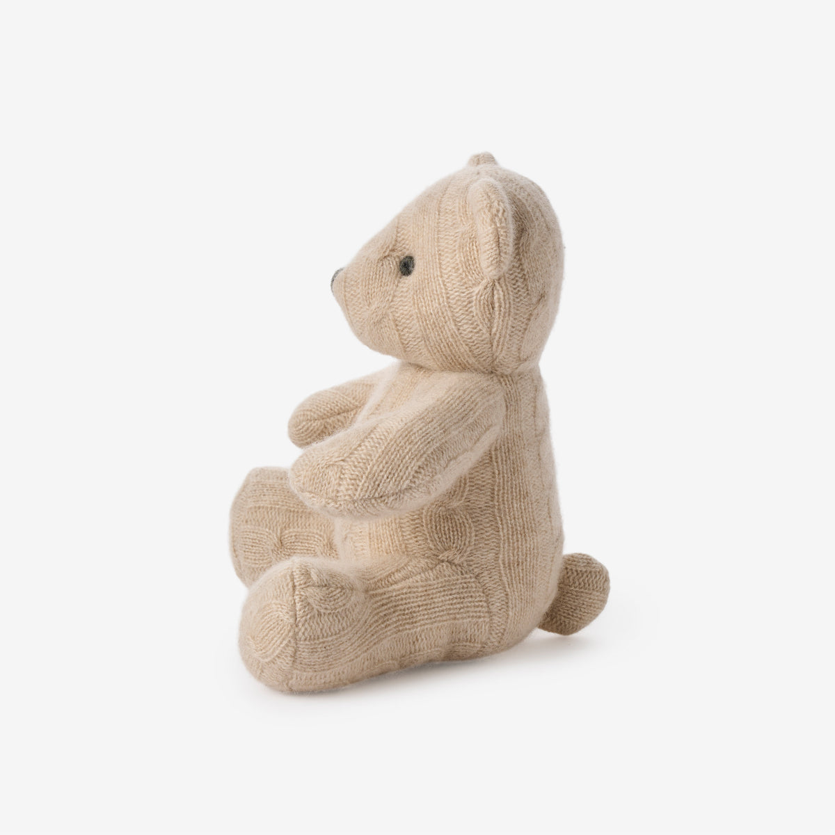 zoomed in Camel 100% Cashmere Cable Bear view 7