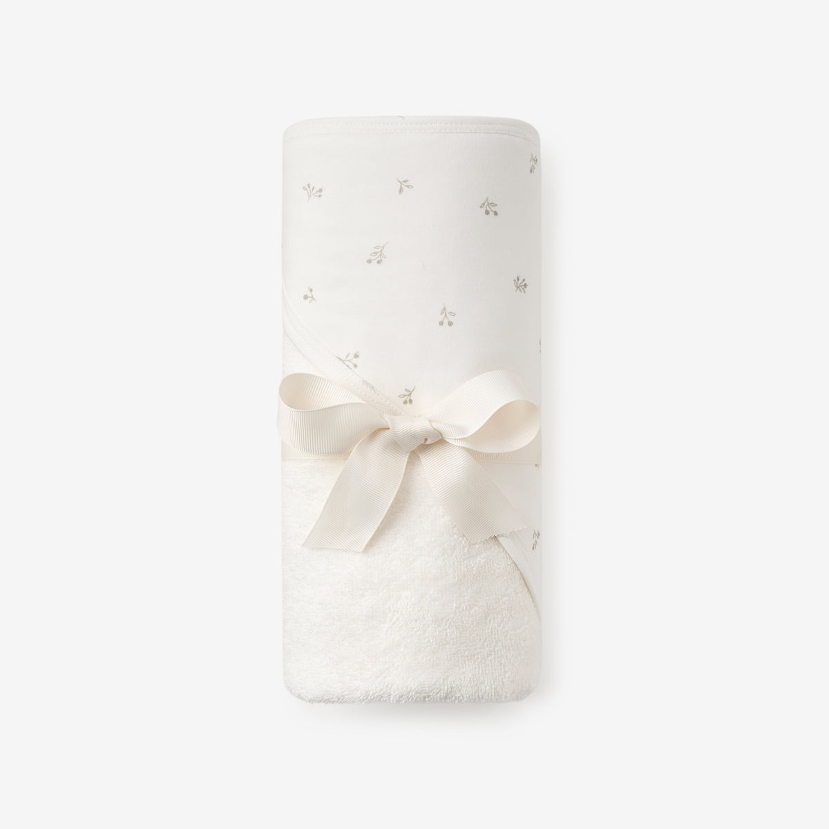 zoomed in Gray Floral Print Bath Wrap view 5