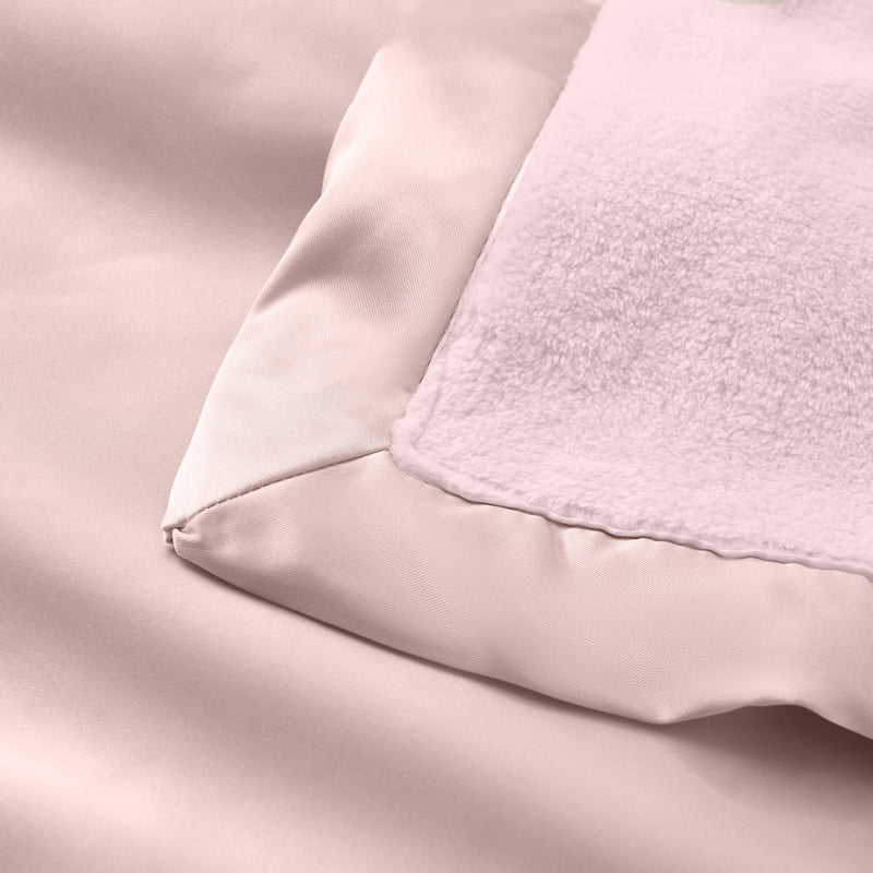 Pale Pink Satin Trim Flannel Fleece Baby Security Blanket