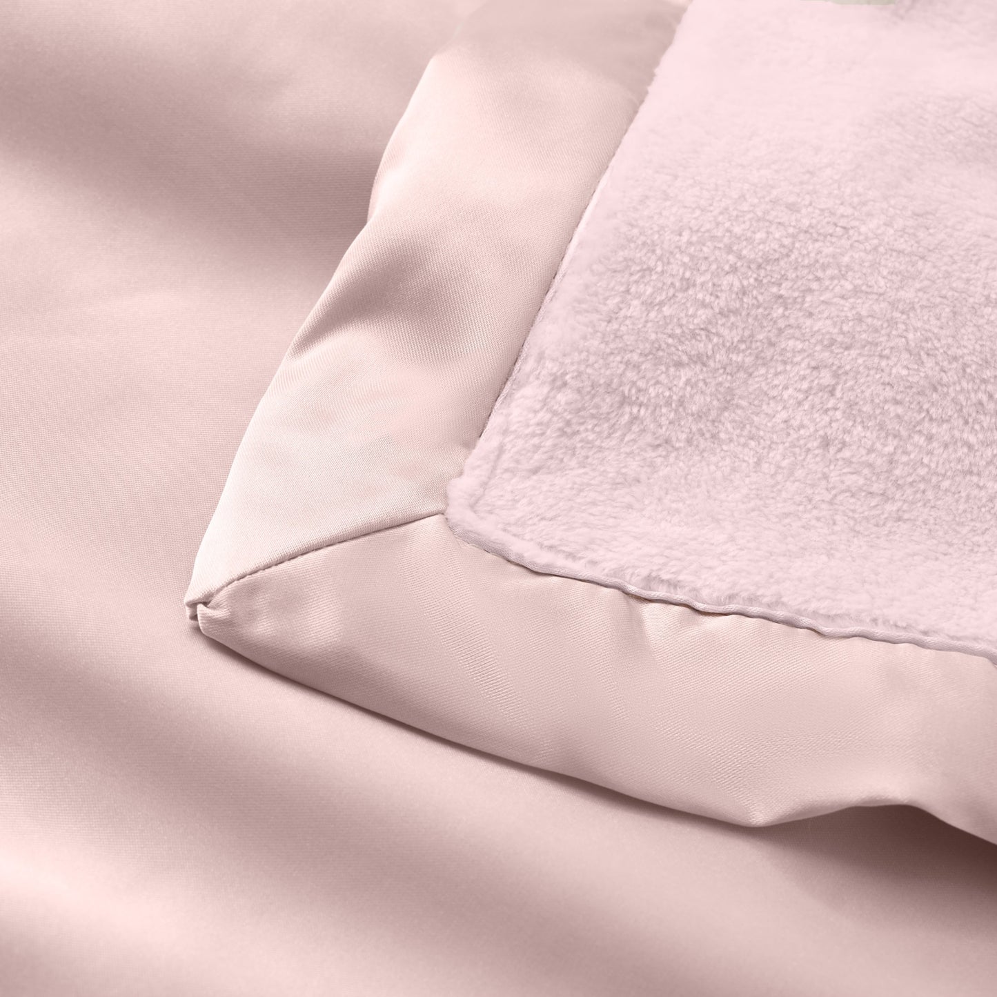 Pale Pink Satin Trim Flannel Fleece Baby Security Blanket