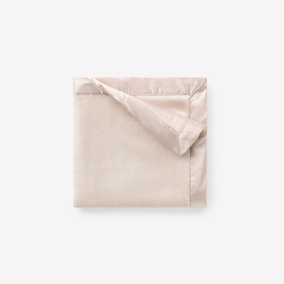 Taupe Satin Trim Flannel Fleece Baby Security Blanket