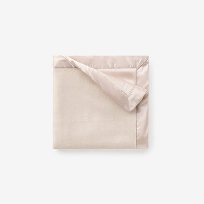 Taupe Satin Trim Flannel Fleece Baby Security Blanket