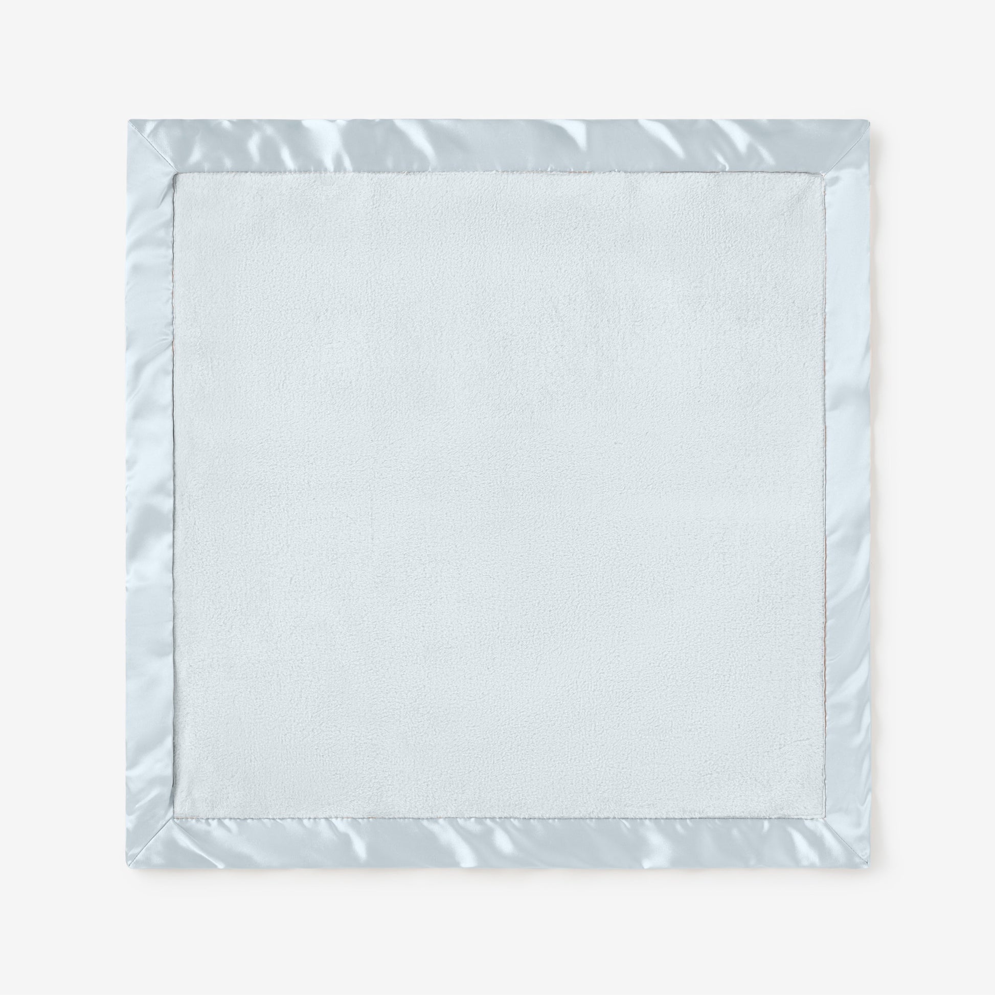 Pale Blue Satin Trim Flannel Fleece Baby Security Blanket view 3