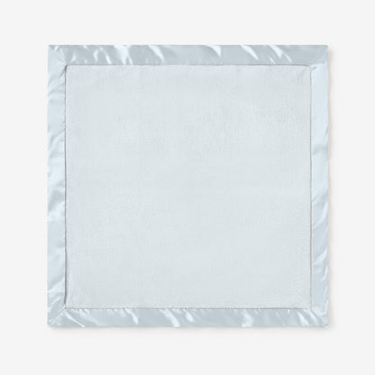 Pale Blue Satin Trim Flannel Fleece Baby Security Blanket