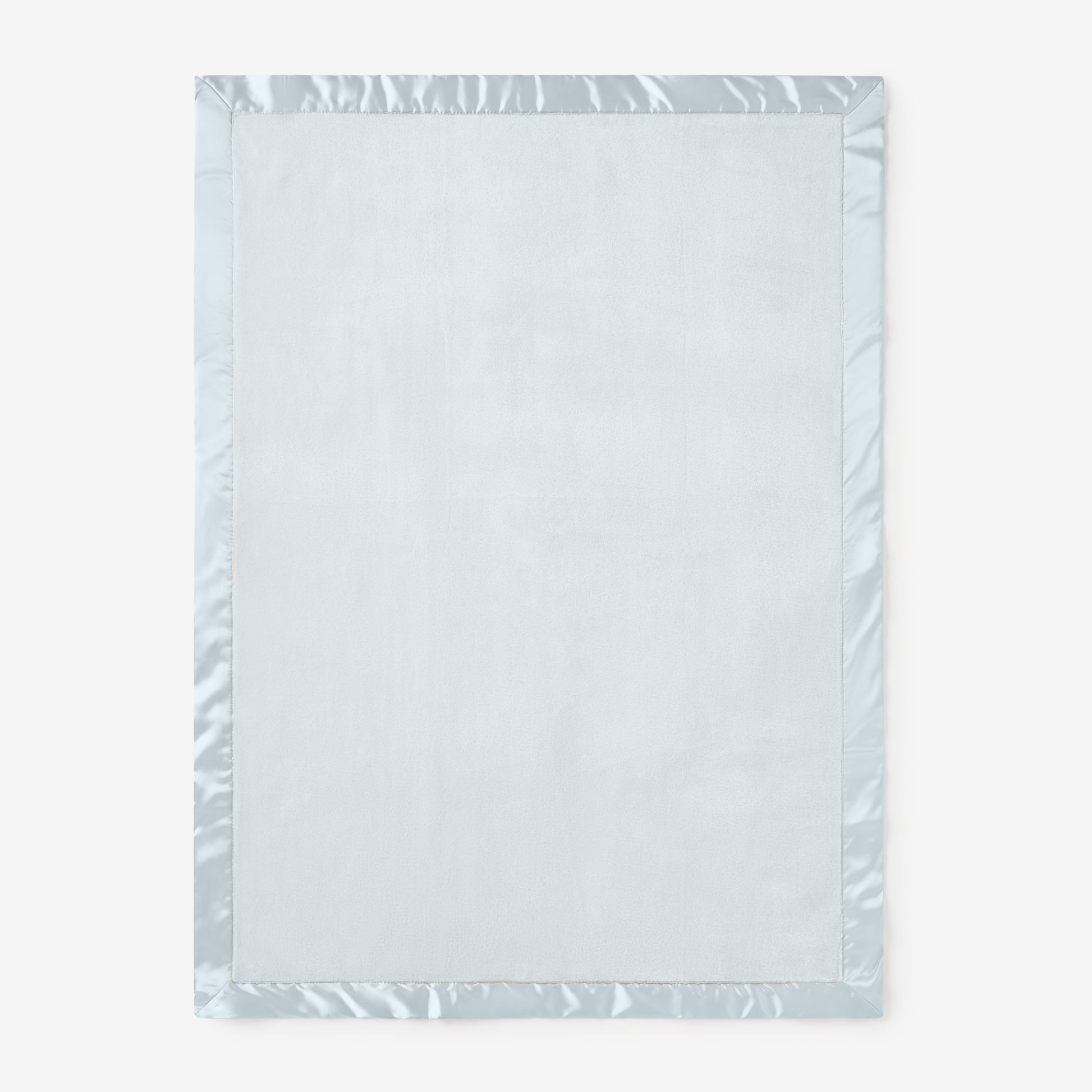 Pale Blue Satin Trim Flannel Fleece Baby Stroller Blanket view 3