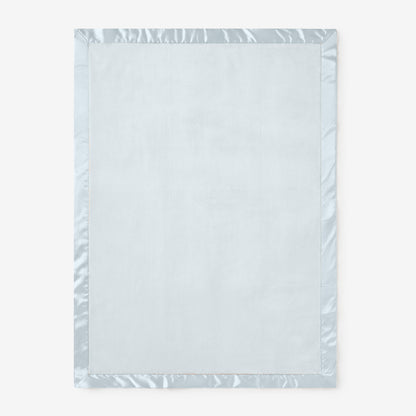 Pale Blue Satin Trim Flannel Fleece Baby Stroller Blanket