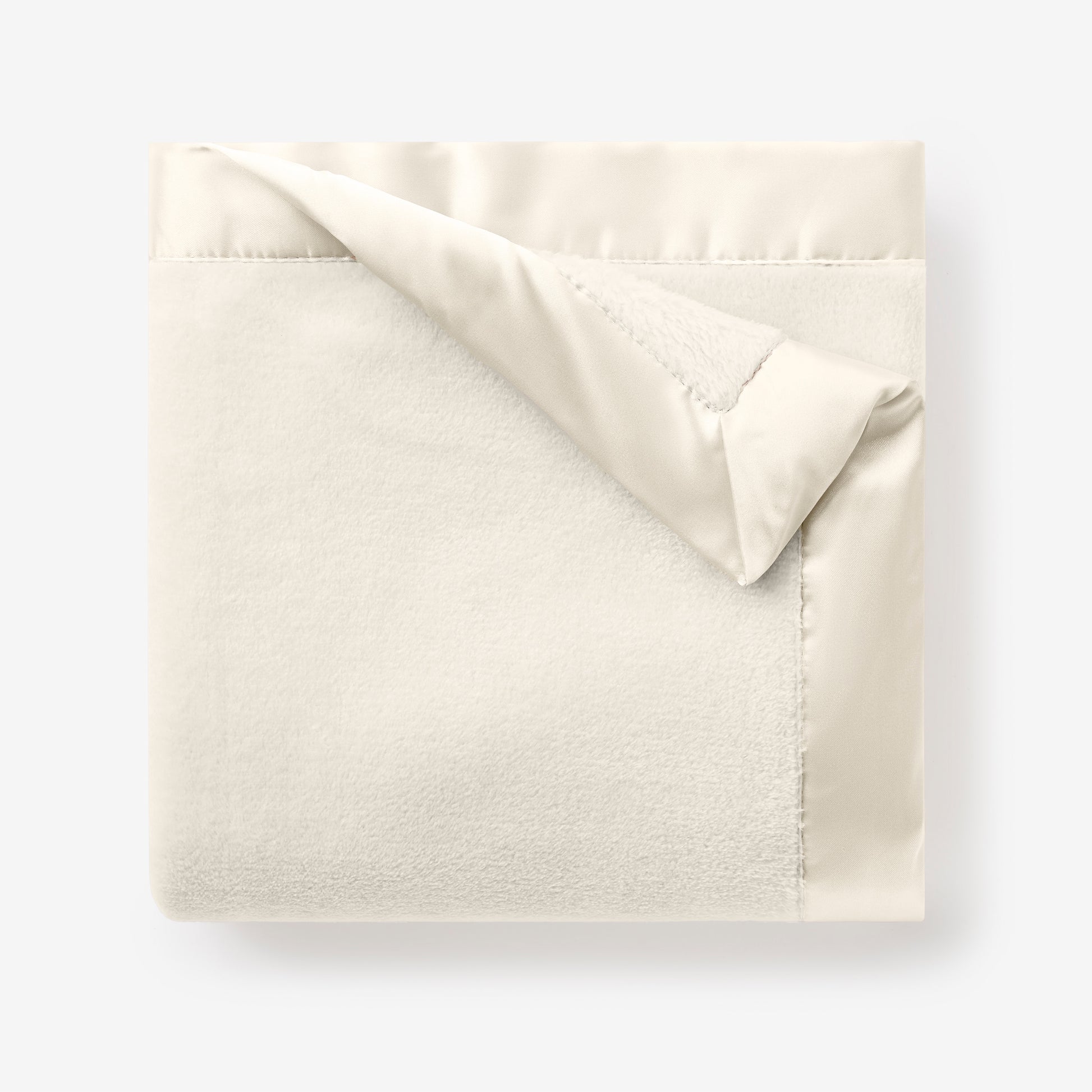 Cream Satin Trim Flannel Fleece Baby Stroller Blanket view 1