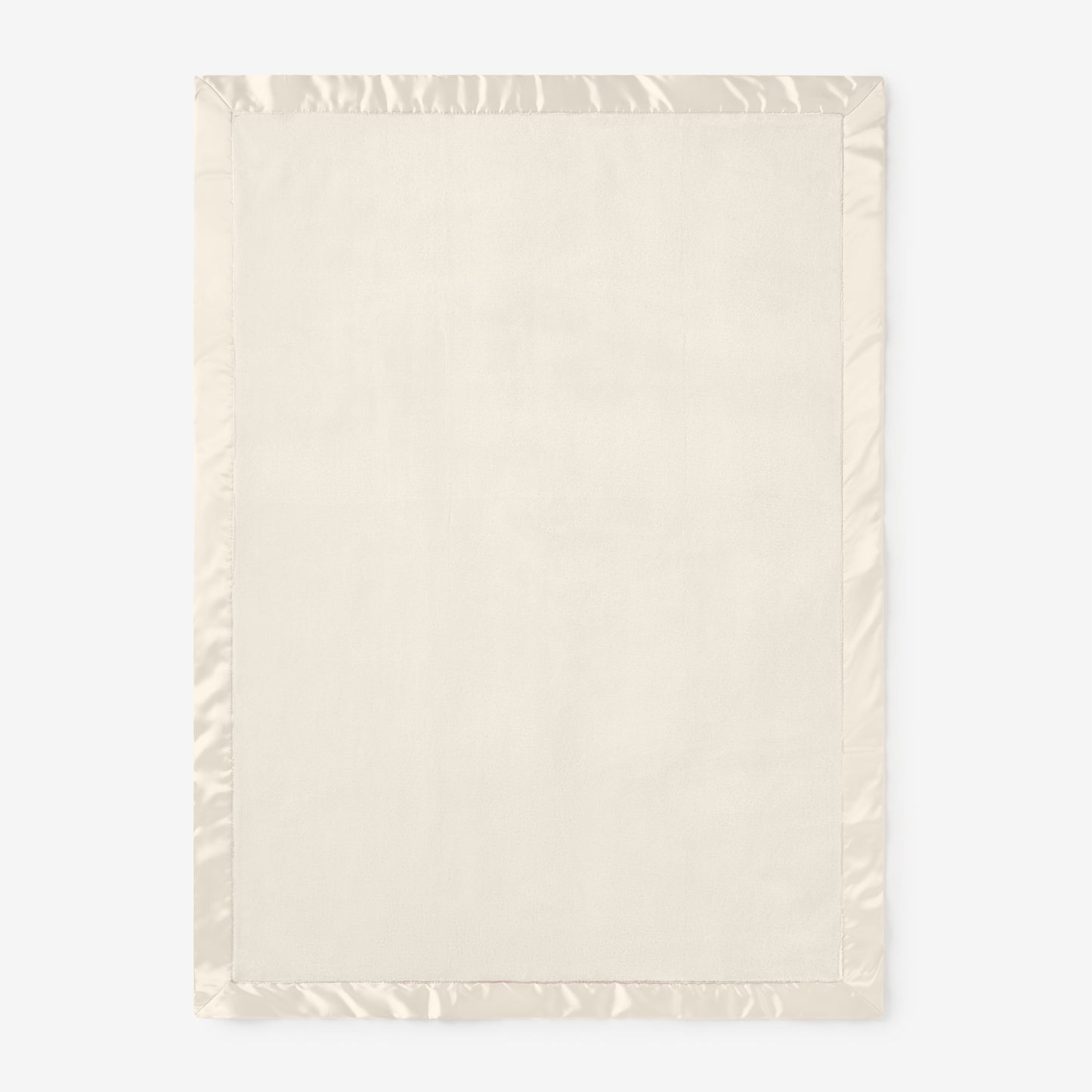 zoomed in Cream Satin Trim Flannel Fleece Baby Stroller Blanket view 4