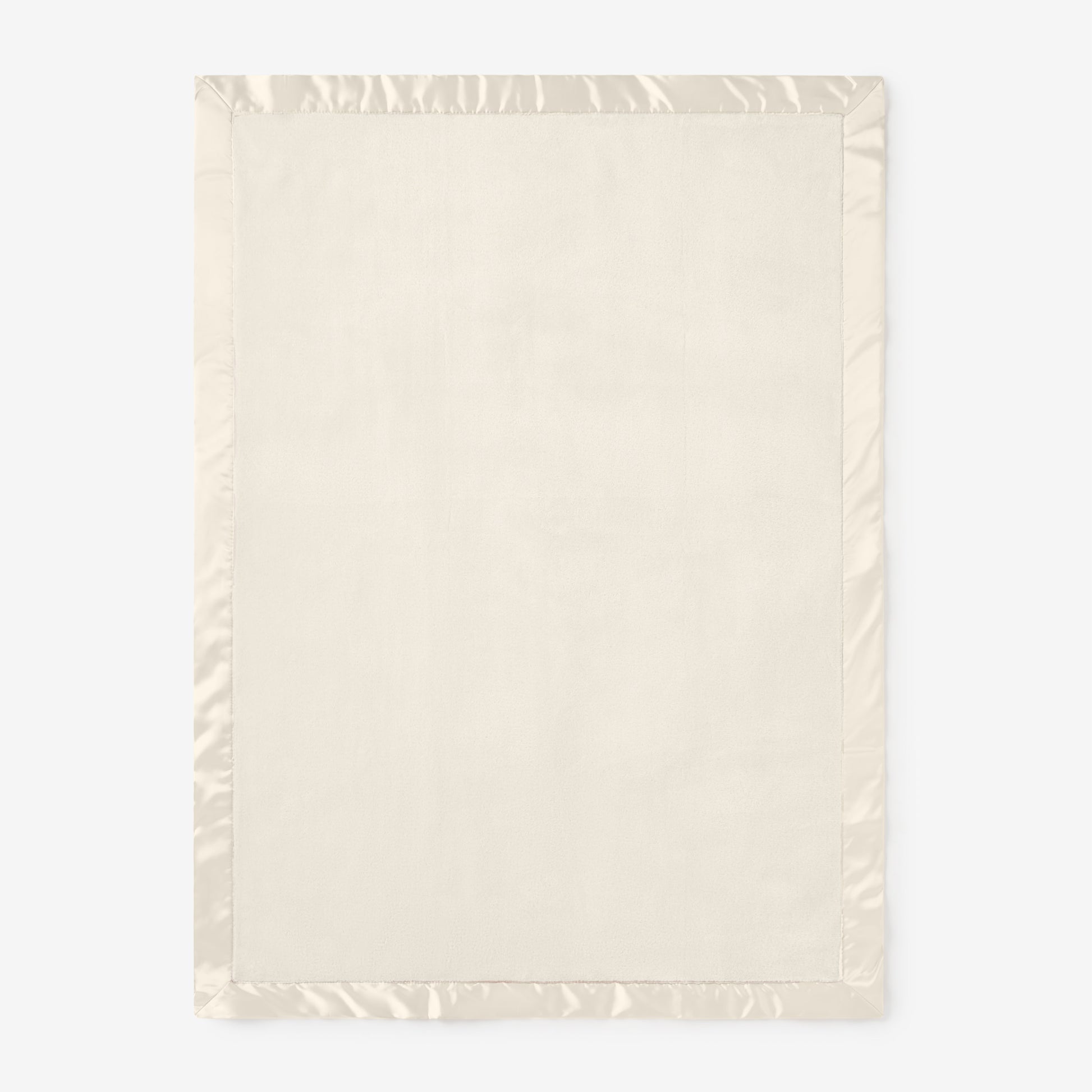 Cream Satin Trim Flannel Fleece Baby Stroller Blanket view 4