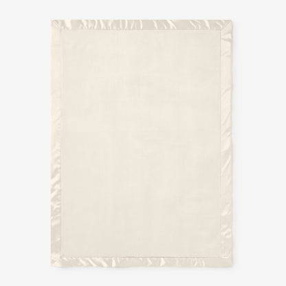 Cream Satin Trim Flannel Fleece Baby Stroller Blanket