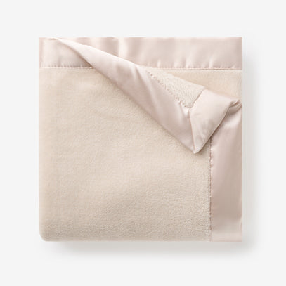 Taupe Satin Trim Flannel Fleece Baby Stroller Blanket