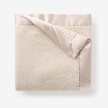 Taupe Satin Trim Flannel Fleece Baby Stroller Blanket
