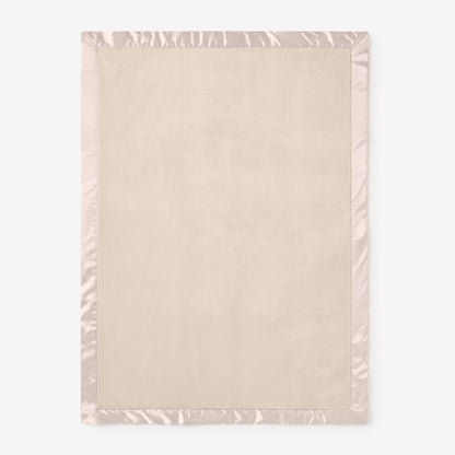 Taupe Satin Trim Flannel Fleece Baby Stroller Blanket