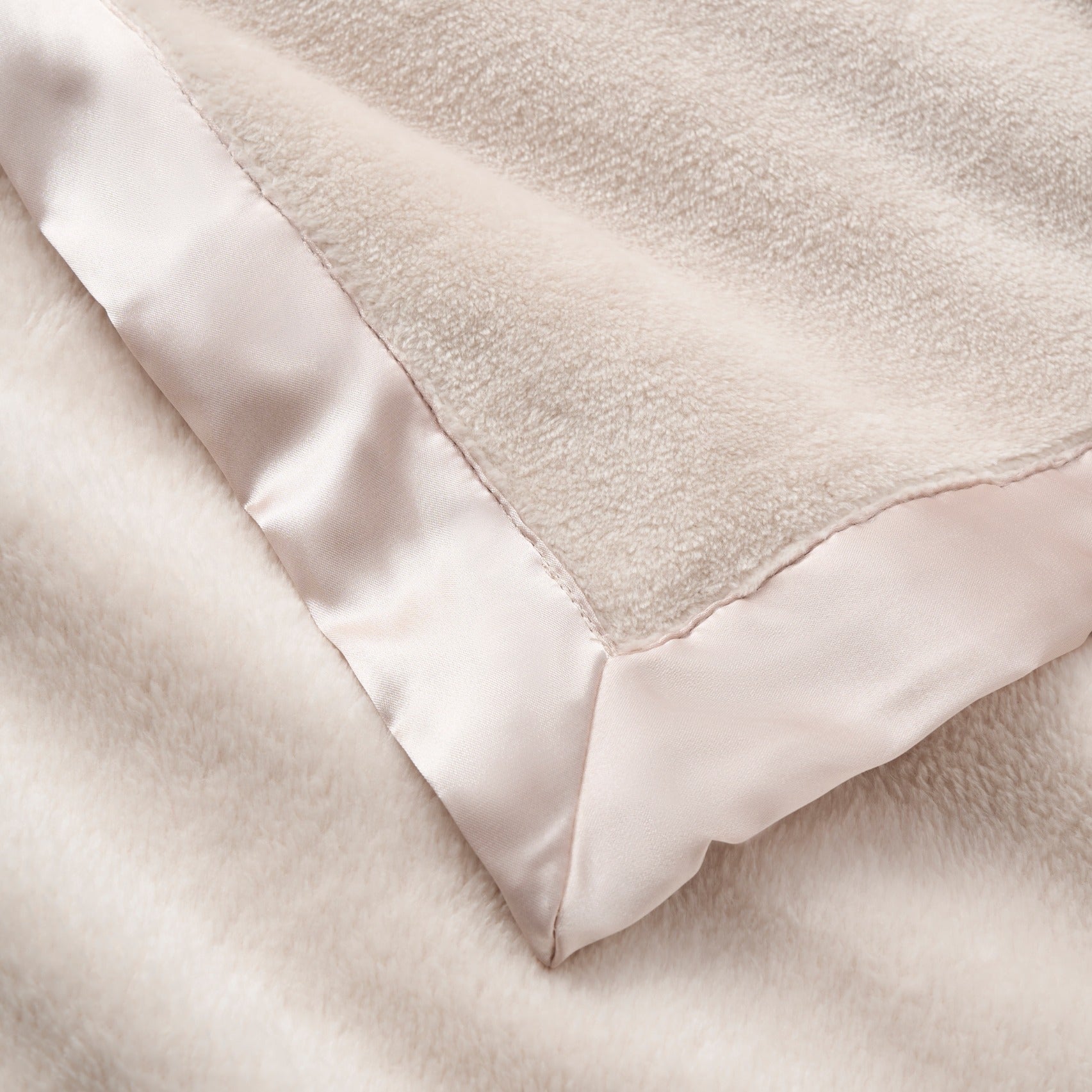 Taupe Satin Trim Flannel Fleece Baby Stroller Blanket view 2