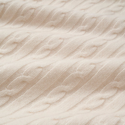 Cream 100% Cashmere Cable Baby Blanket