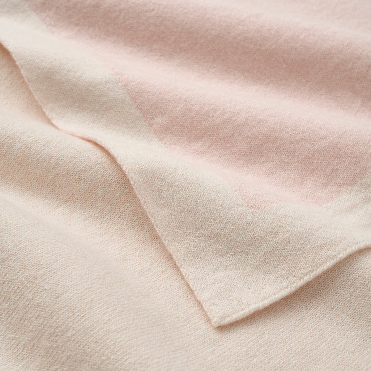 zoomed in Pale Pink Cashmere-Cotton Baby Blanket view 2