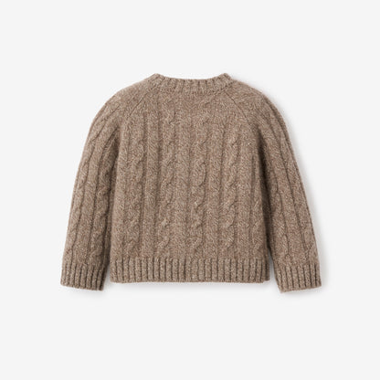 Marled Brown 100% Cashmere Knit Baby Cardigan