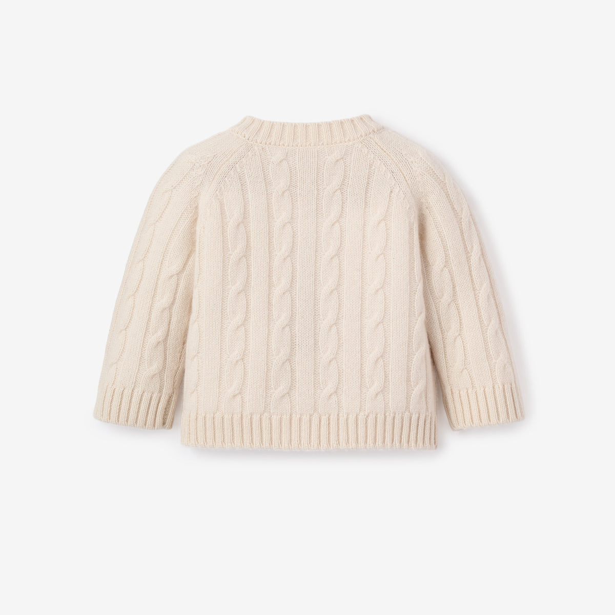 zoomed in Cream 100% Cashmere Knit Baby Cardigan view 7