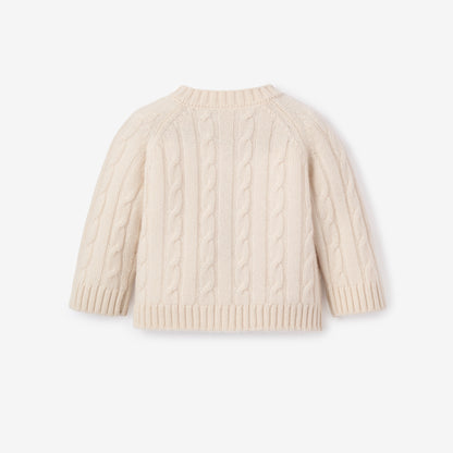 Cream 100% Cashmere Knit Baby Cardigan