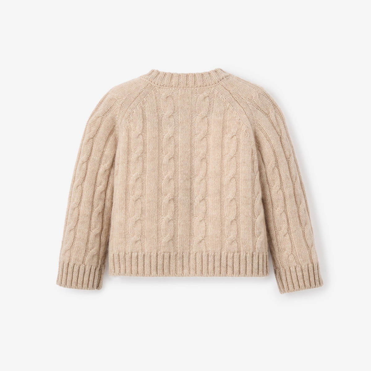 zoomed in Camel 100% Cashmere Knit Baby Cardigan view 7