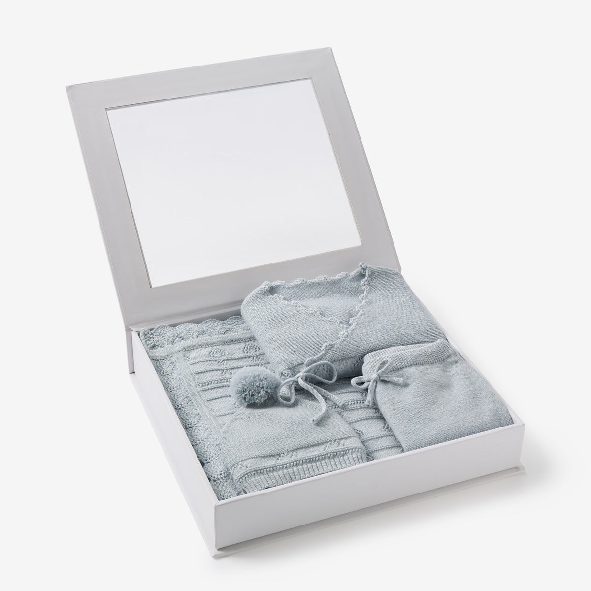 zoomed in Pale Blue Cashmere Cotton Take Me Home Set view 4