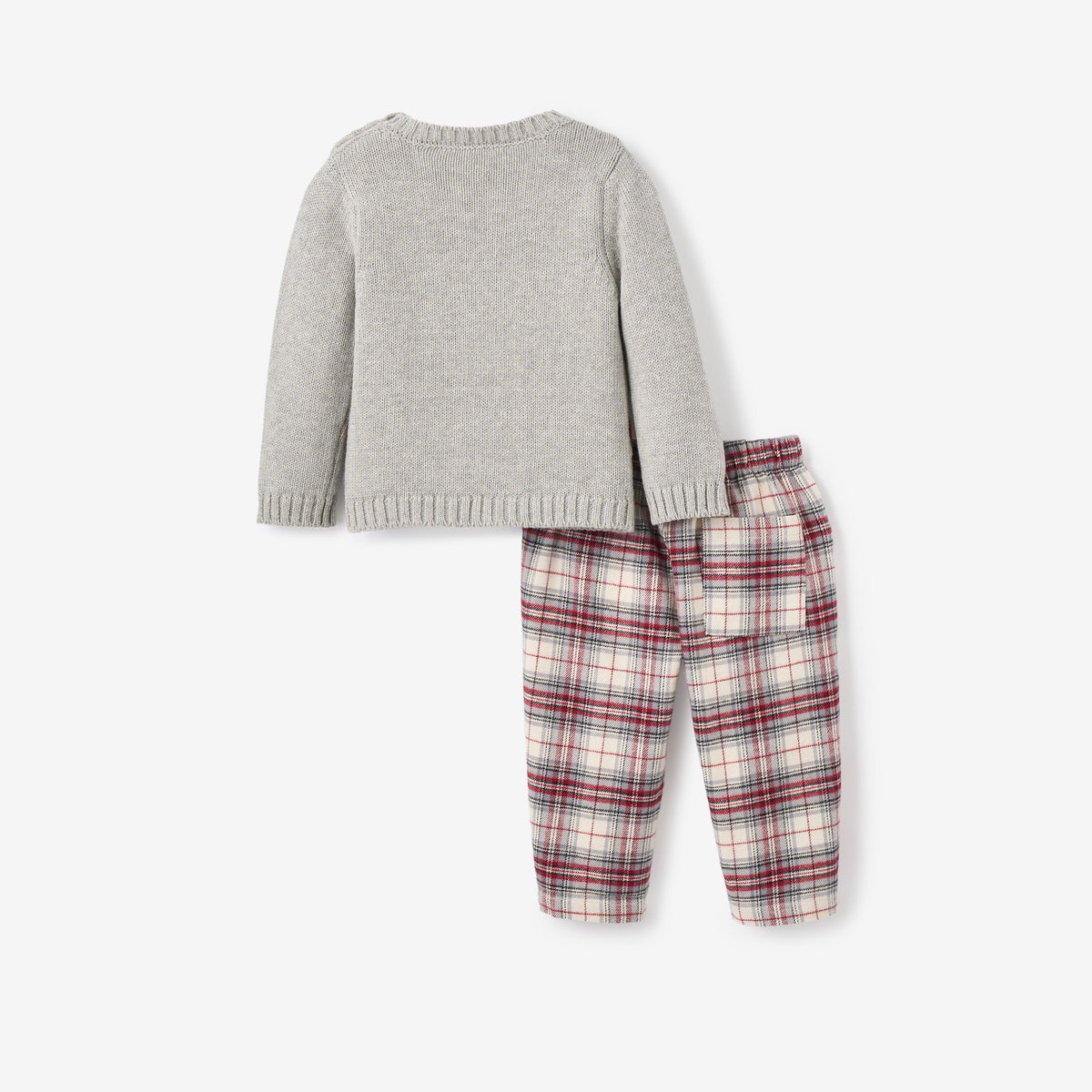 zoomed in Toy Soldier Sweater + Langley Tartan Pant Set view 4