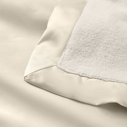 Cream Satin Trim Flannel Fleece Baby Security Blanket